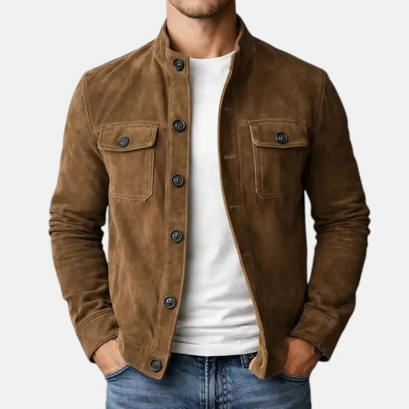 Ruskindsjakke til Mænd med Knaplukning og Brystlommer | Tidløs Design for Komfort og Stil 2