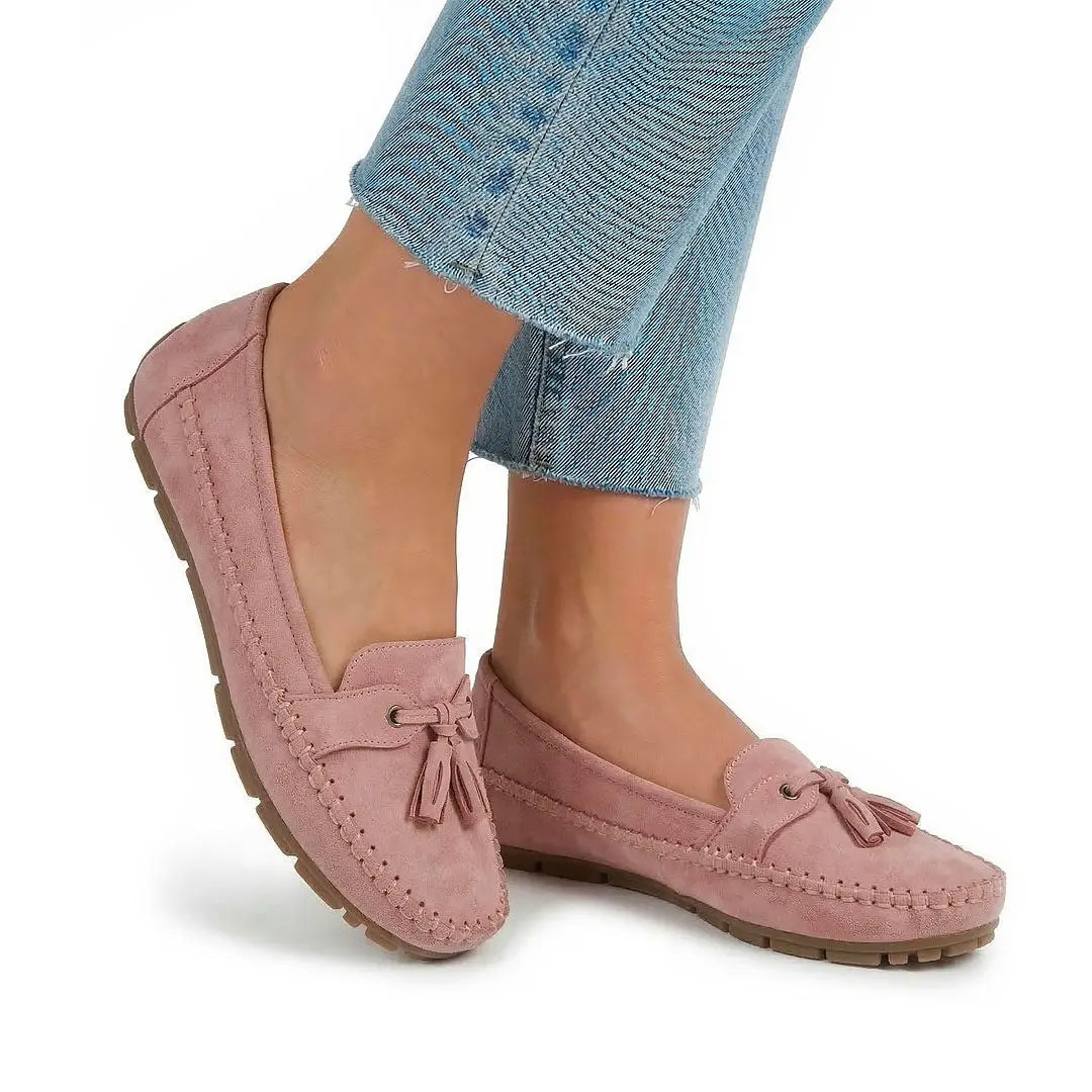 Loafers Dame ruskind med tassel – Fleksible, åndbare og komfortable mokkasiner  Panorla