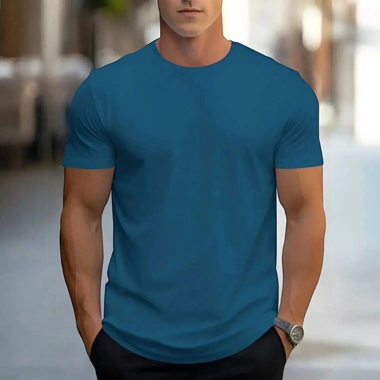 Klassisk Hvid T Shirt Herre | Let Bomuldsdesign med Kort Ærme | Komfortabel Hverdagstøj 2