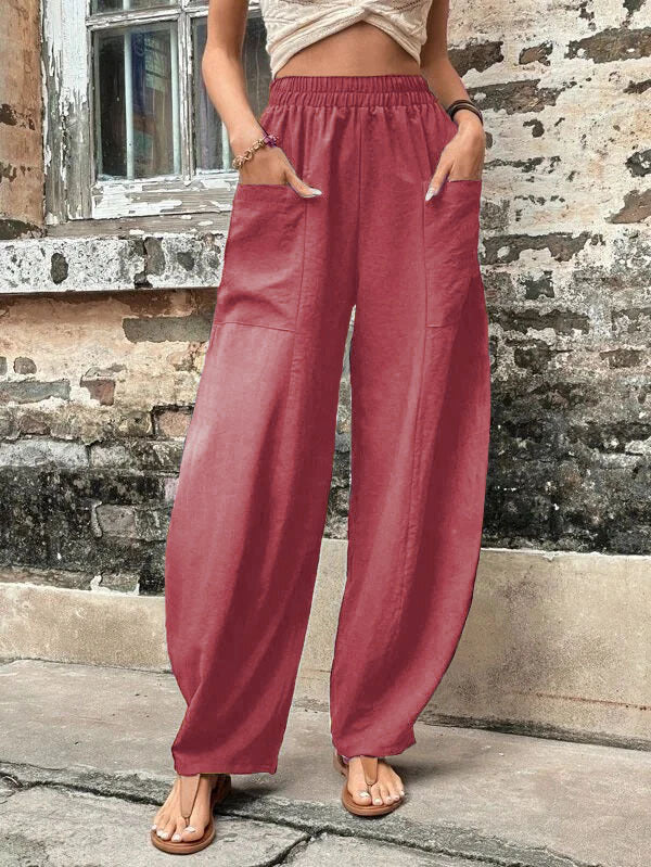 Harem Pants Women High Waist – Relaxed Wide Fit Pants for Summer