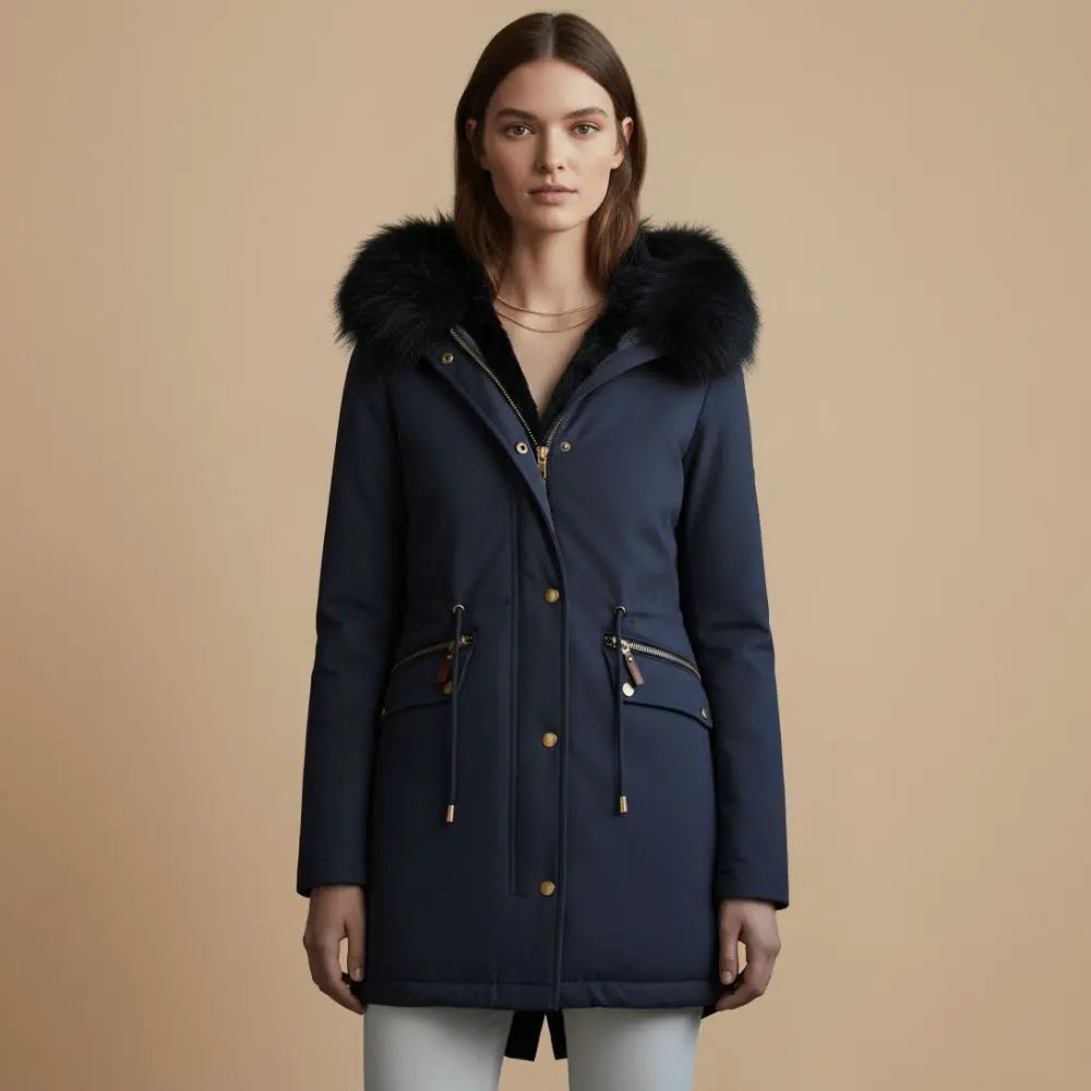 Vinterjakke Dame – Parka med Nepbont Hætte – Varm Isolerende Komfort til Vinterbrug