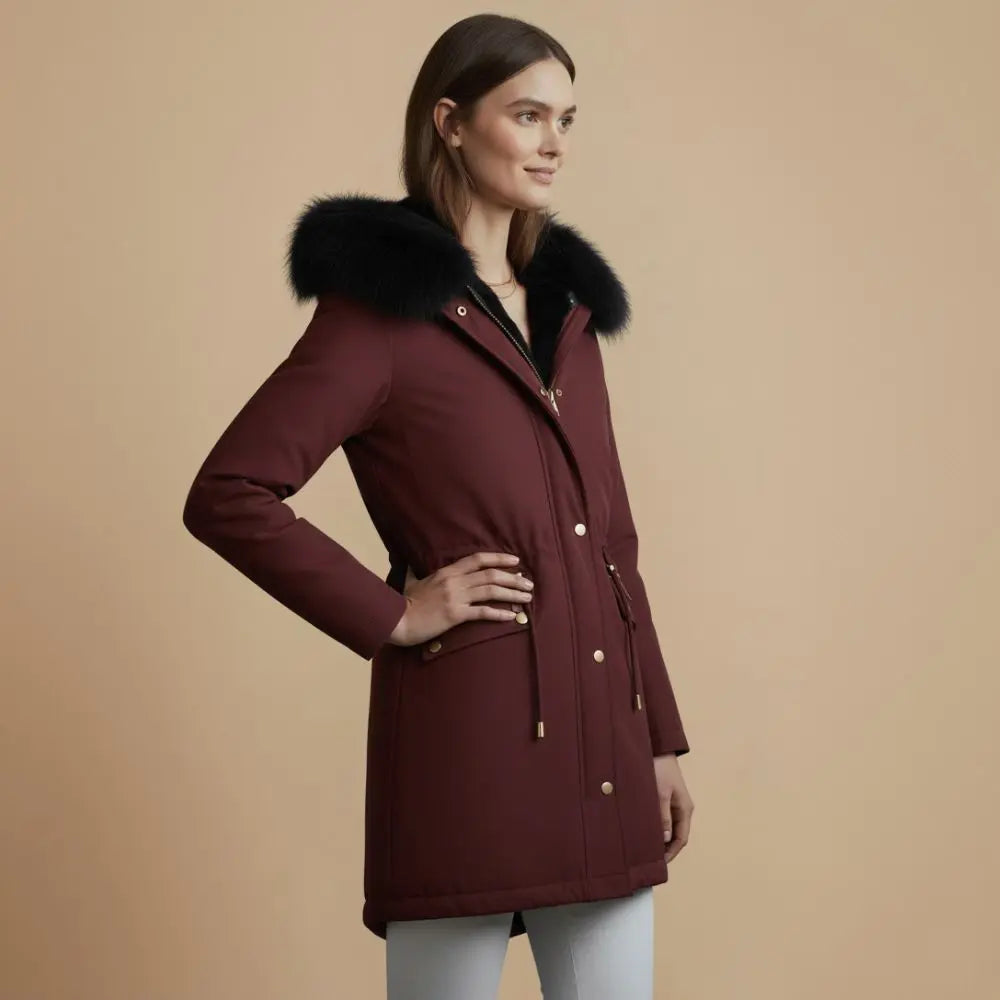 Vinterjakke Dame – Parka med Nepbont Hætte – Varm Isolerende Komfort til Vinterbrug