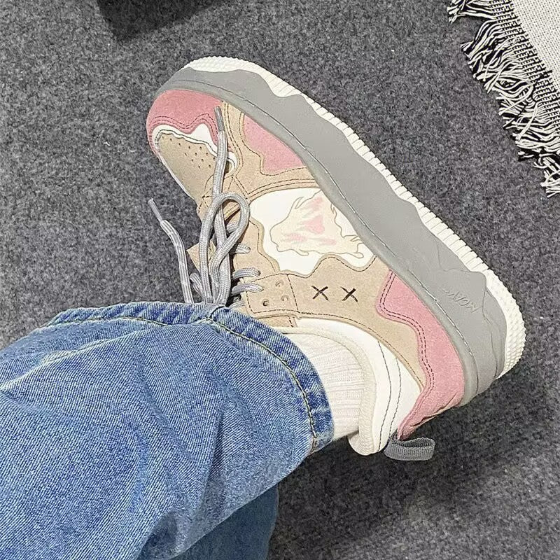Sneakersy na Platformie Damskie Chunky – Retro Sneakersy w Różu