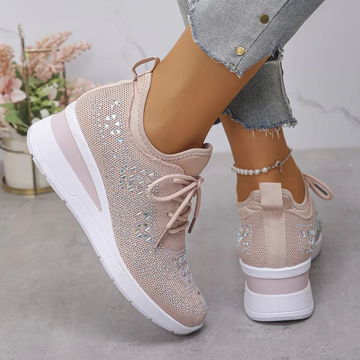Platform Sneakers Dame Similisten – Snøre med Chunky Sål