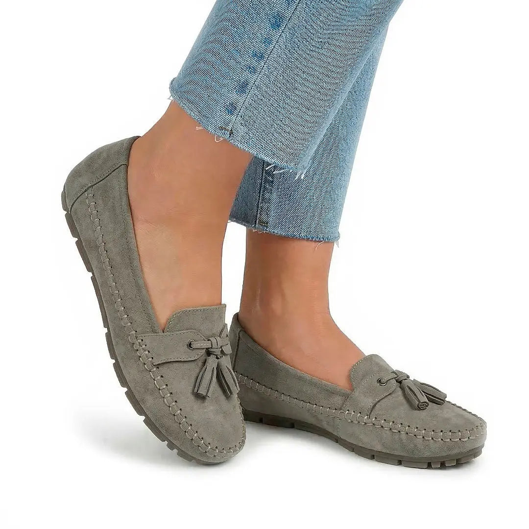 Loafers Dame ruskind med tassel – Fleksible, åndbare og komfortable mokkasiner  Panorla