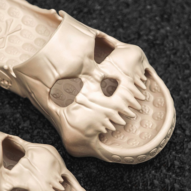 Halloween Slippers Men – Skull House Shoes with Soft Sole