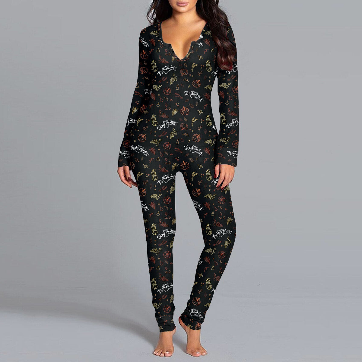 Halloween Jumpsuit Dame – Langærmet Onesie med Print