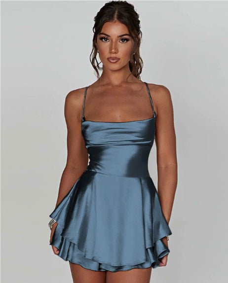 Satin Minikjole Dame Cowl Neck – Kort Kjole