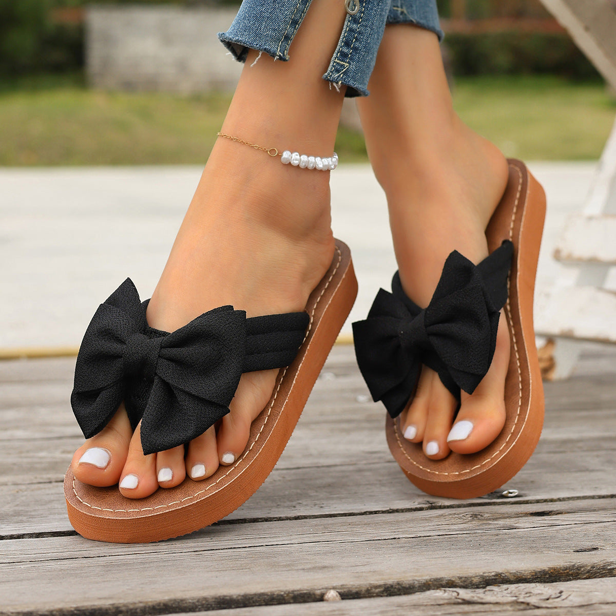 Sandaler Dame med Sløjfe – Sommer Thong Sandaler