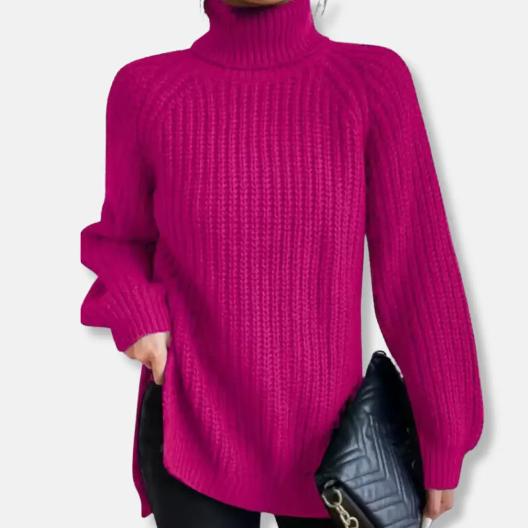 Freja | Blød Chunky Strik Sweater Dame med Høj Hals