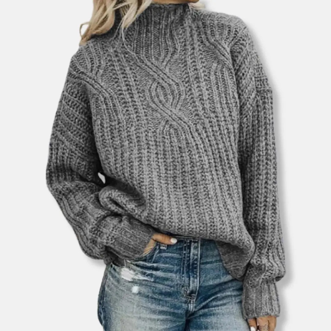 Oversize Striktrøje med Rullekrave til Damer - Komfortabel Vinter Sweater 4