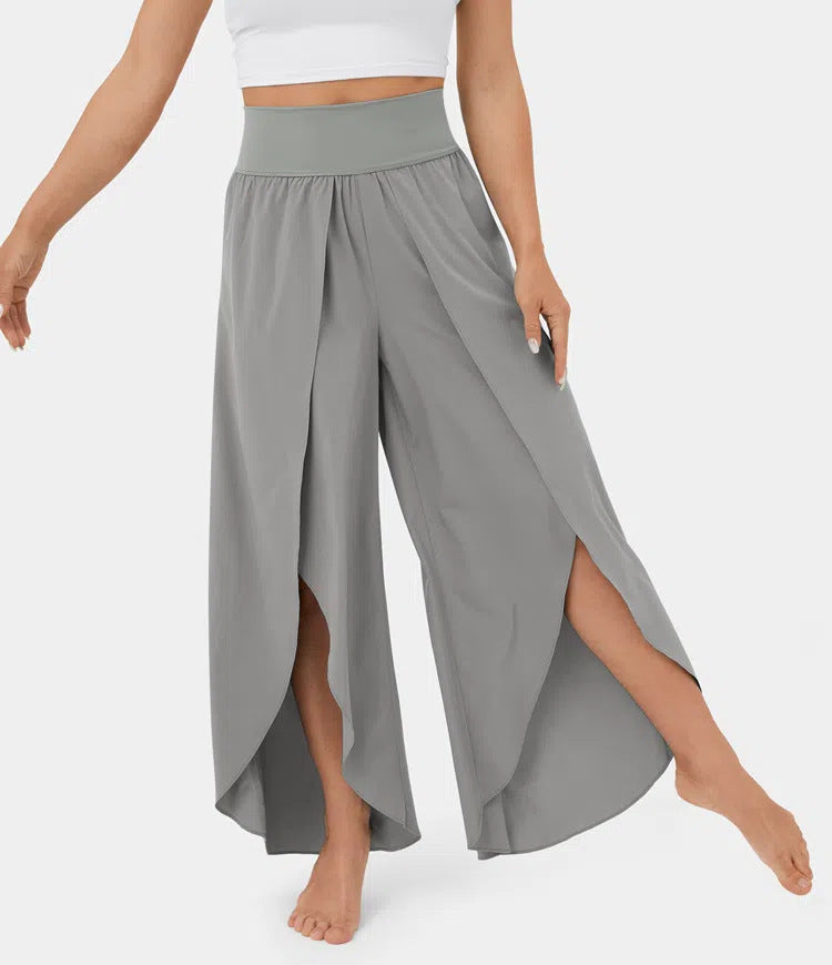 Wide Leg Pants Women High Waist – Split Hem Flowing Pants for Summer