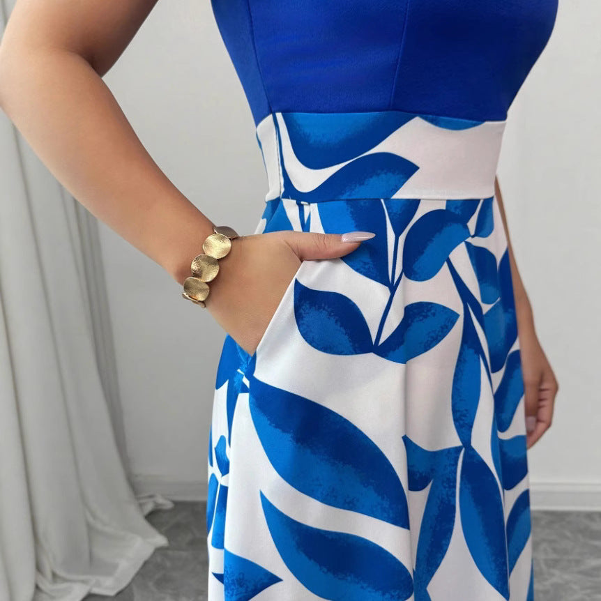 Printed Maxi Dress Women – V-Neck Evening Gown with Print