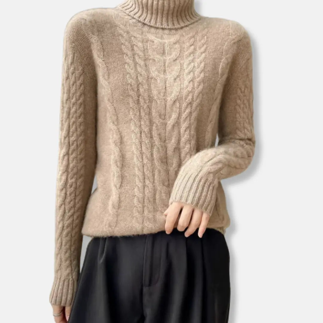 Sigrid | Kabelstrik Rullekrave Sweater Dame