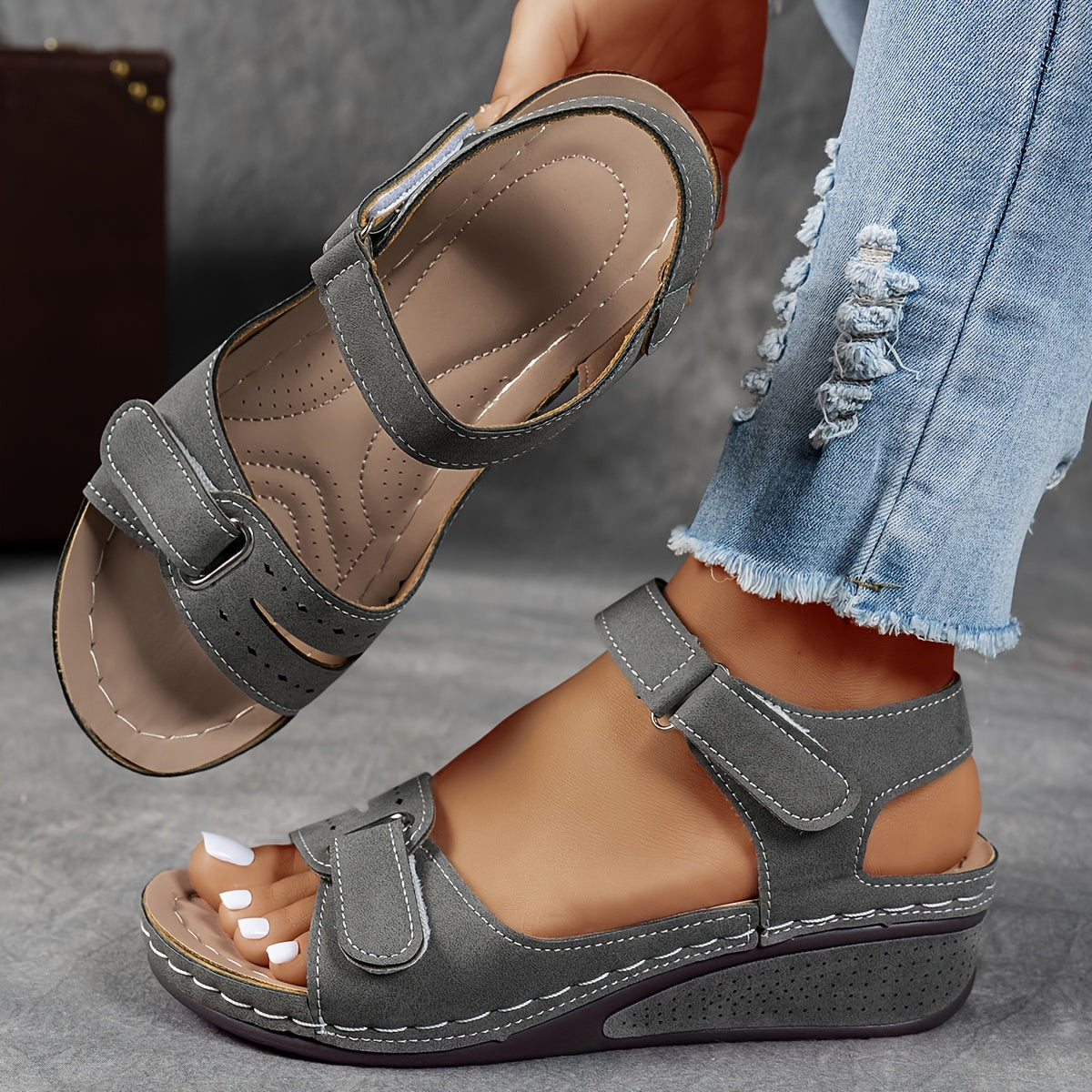 Women's Orthotic Wedge Sandals – Arch Support, Open Toe