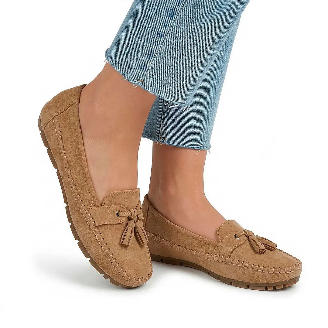 Loafers Dame ruskind med tassel – Fleksible, åndbare og komfortable mokkasiner  Panorla