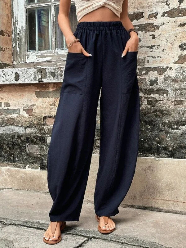 Harem Pants Women High Waist – Relaxed Wide Fit Pants for Summer
