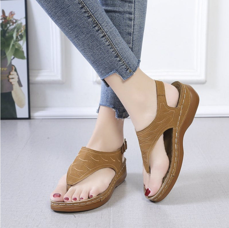 Leather Sandals Women Roman – Two-Tone Summer Sandals