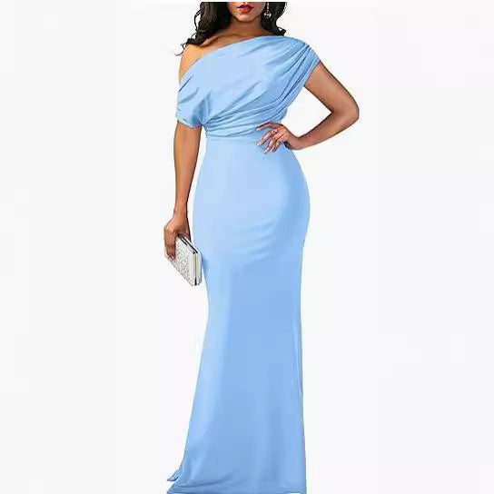 One-Shoulder Maxi Dress Women – Sleeveless Party
