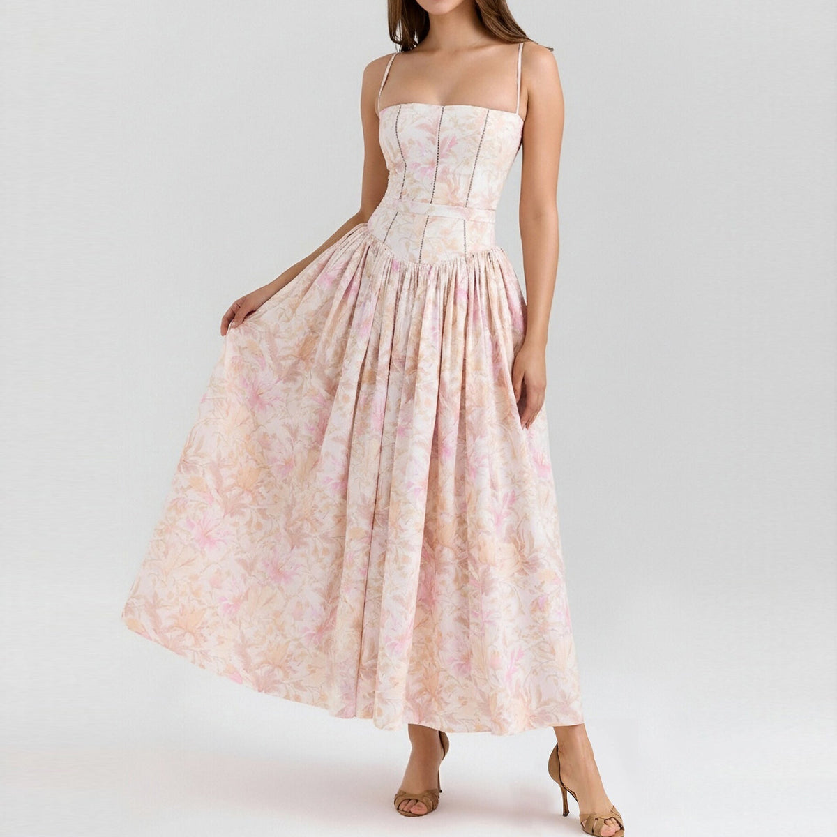 Blomstret Maxikjole Dame – Sommerkjole med Print