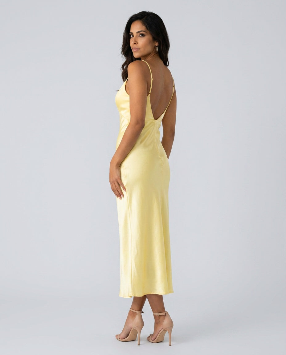 Satin Slip Maxikjole Dame – Stropper Festkjole