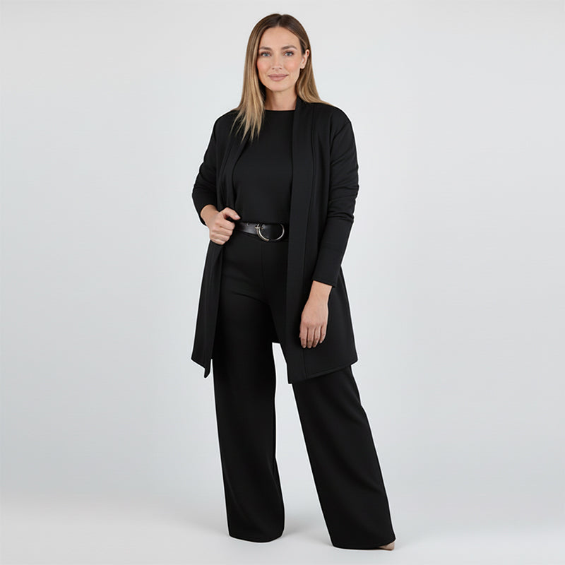 Ingrid Striksæt Dame 3-Delt – Lang Cardigan, Top og Bukser
