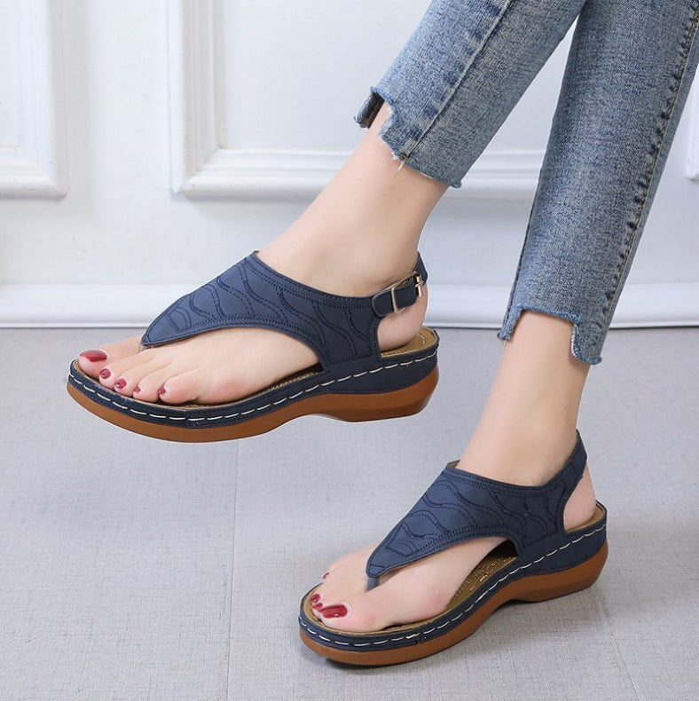 Leather Sandals Women Roman – Two-Tone Summer Sandals