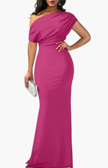 One-Shoulder Maxi Dress Women – Sleeveless Party