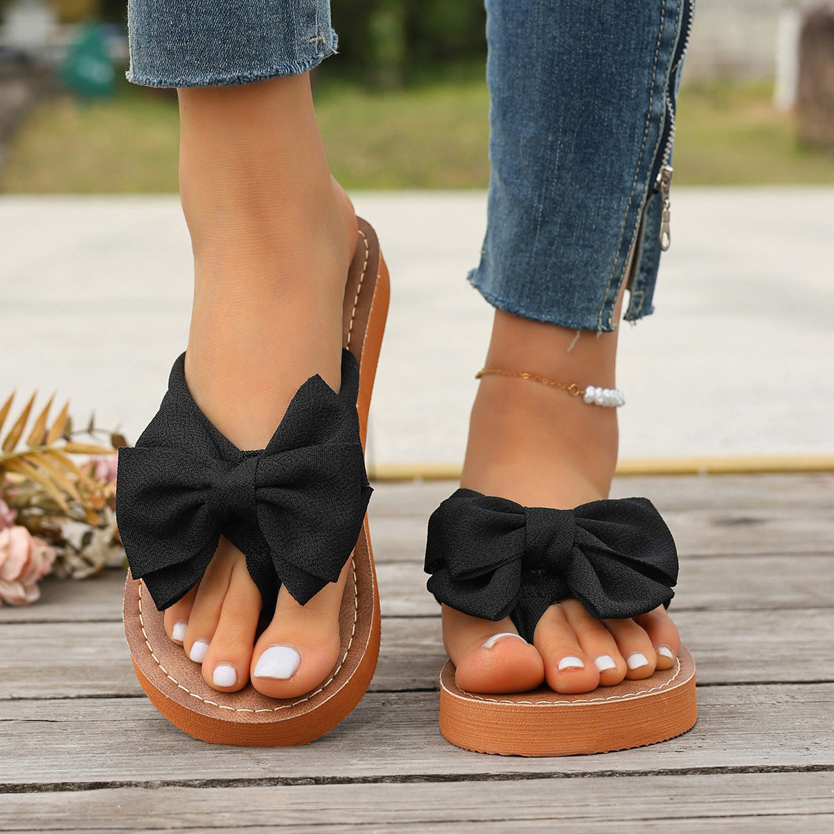 Sandaler Dame med Sløjfe – Sommer Thong Sandaler
