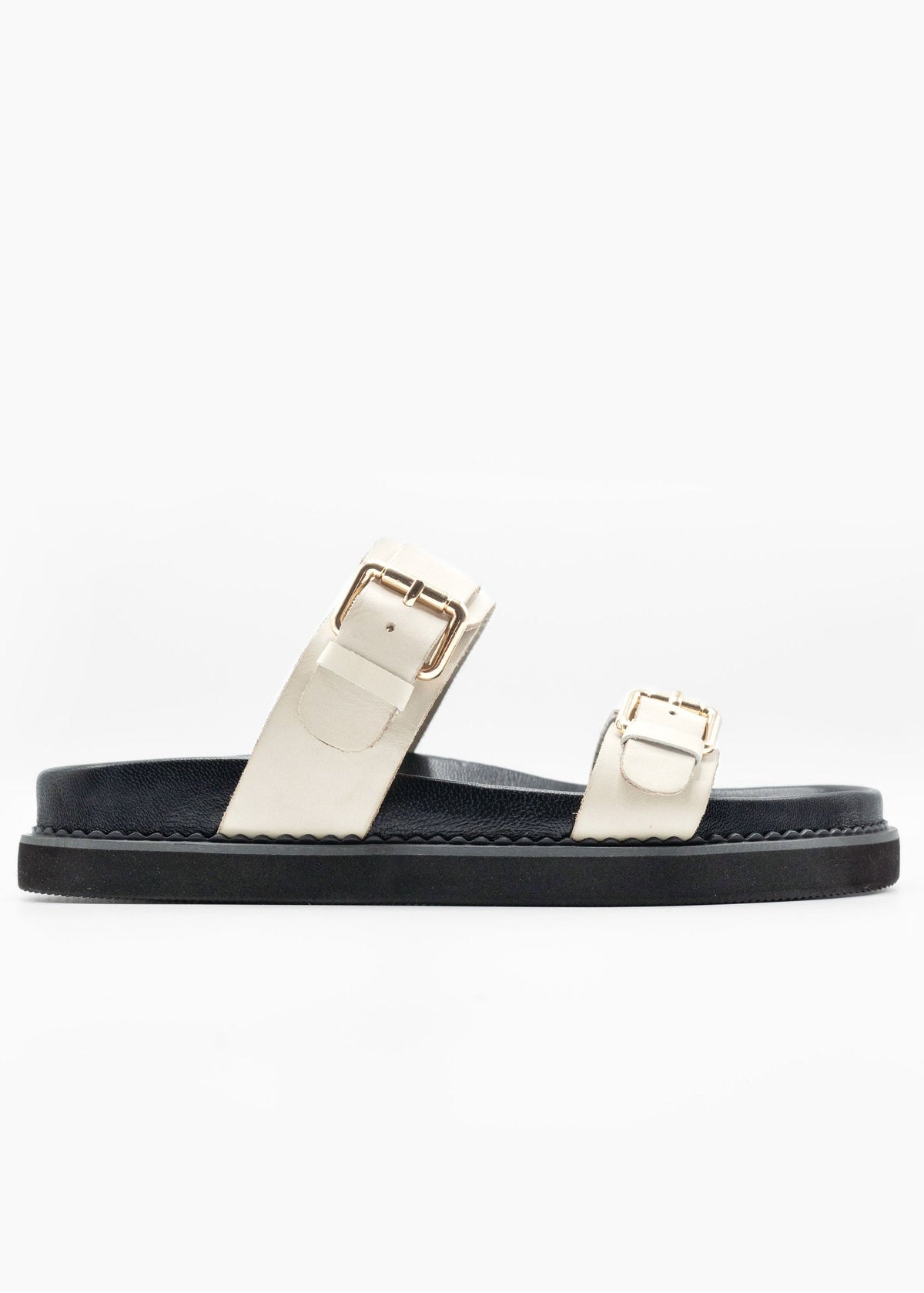 Slip-In Sandaler Dame Læder – Justerbar Rem i Offwhite