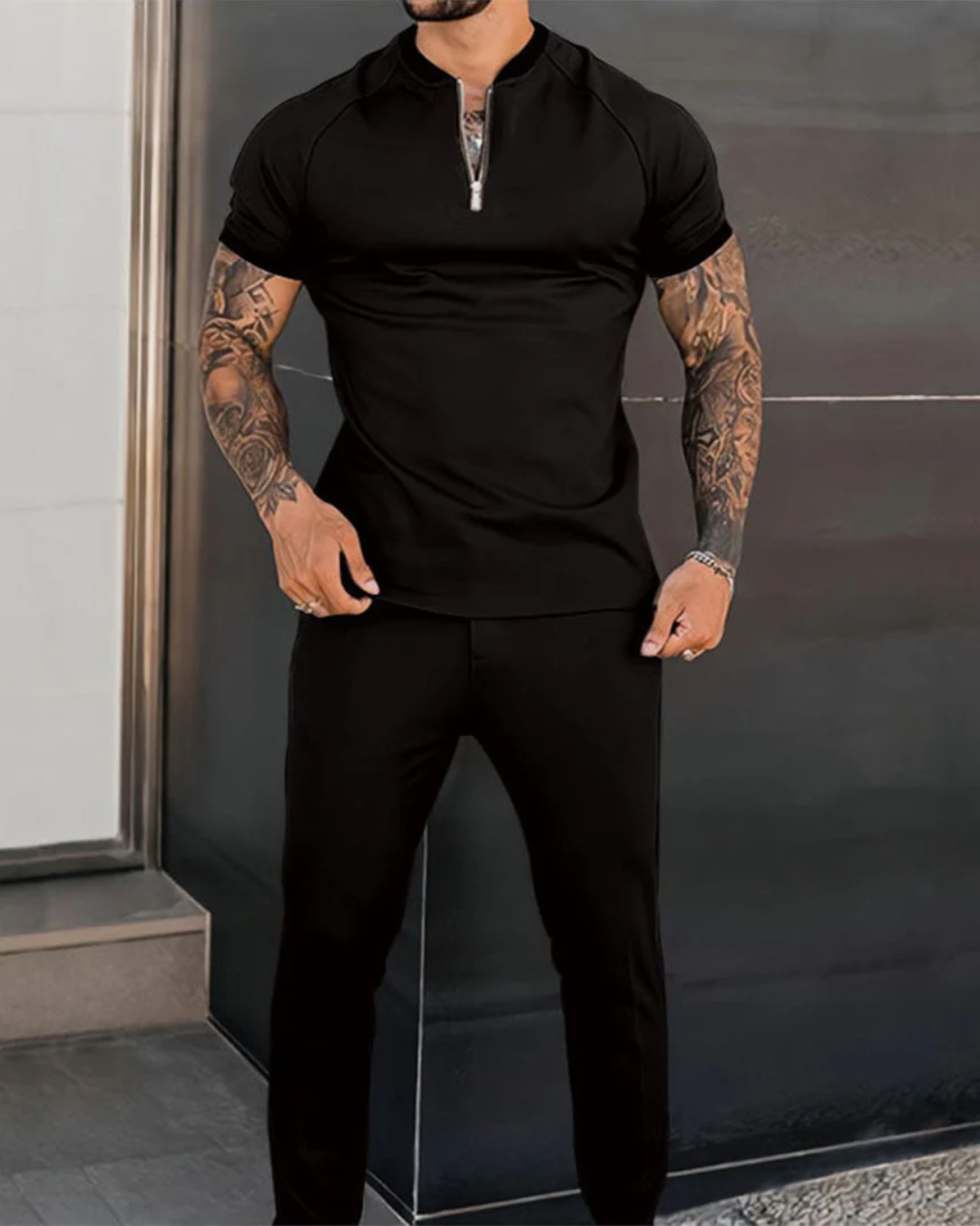 Åndbar 2-Delt Polo Shirt & Shorts Sæt til Mænd - Komfortabel Sommerstil 0