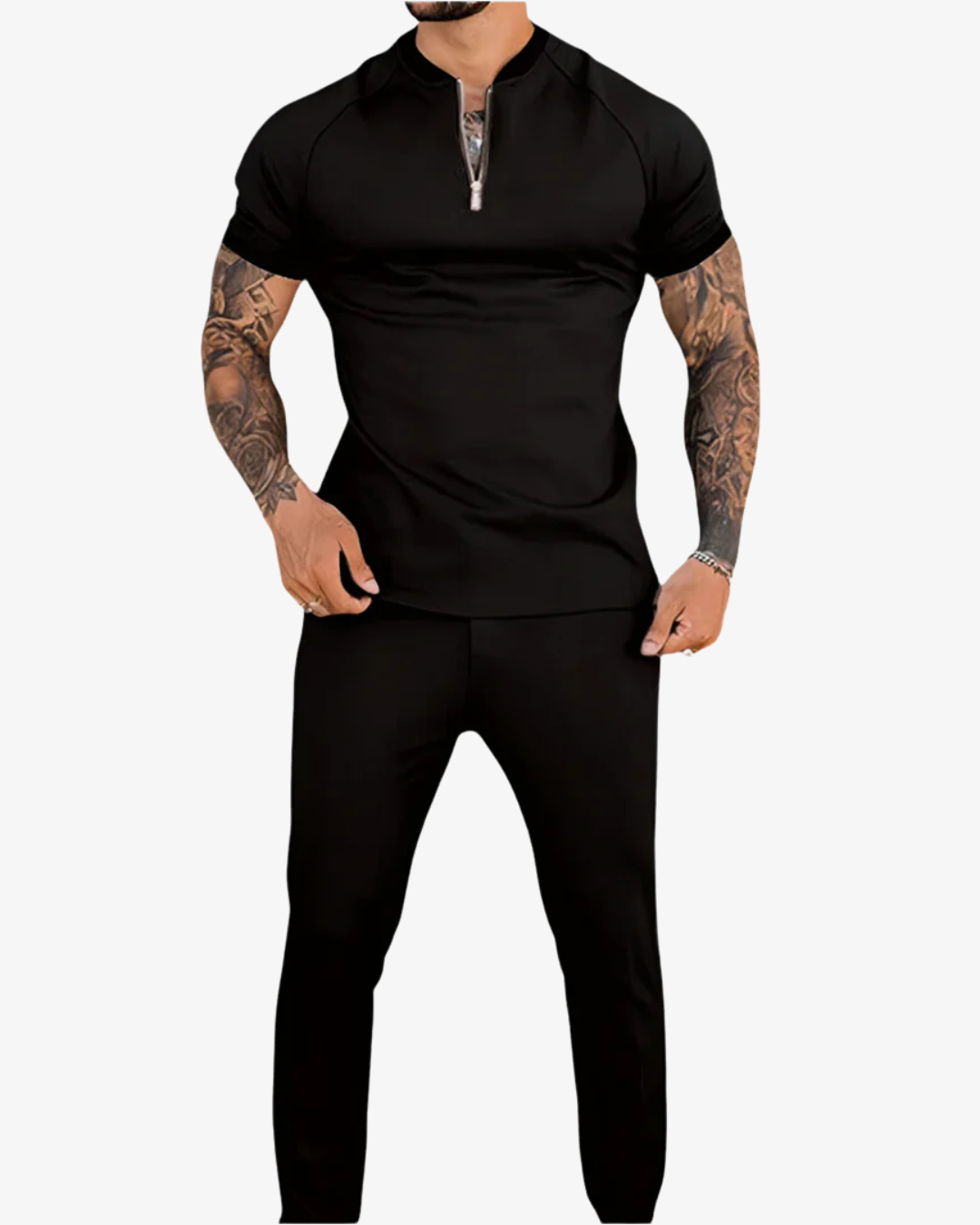 Åndbar 2-Delt Polo Shirt & Shorts Sæt til Mænd - Komfortabel Sommerstil 1