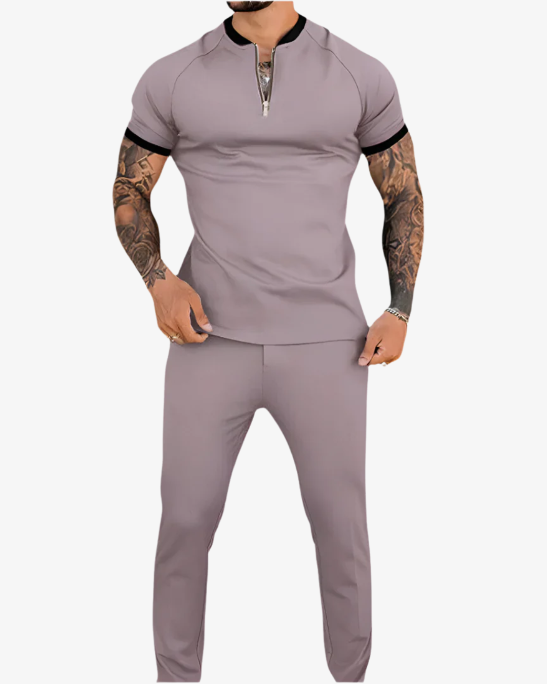 Åndbar 2-Delt Polo Shirt & Shorts Sæt til Mænd - Komfortabel Sommerstil 2