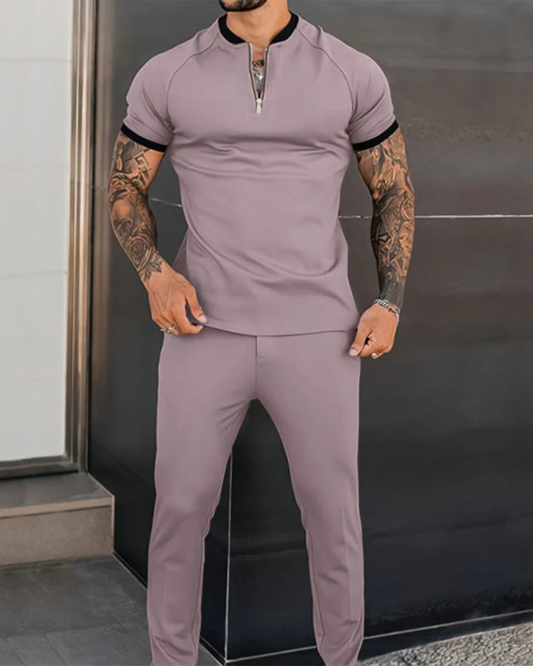 Åndbar 2-Delt Polo Shirt & Shorts Sæt til Mænd - Komfortabel Sommerstil 5