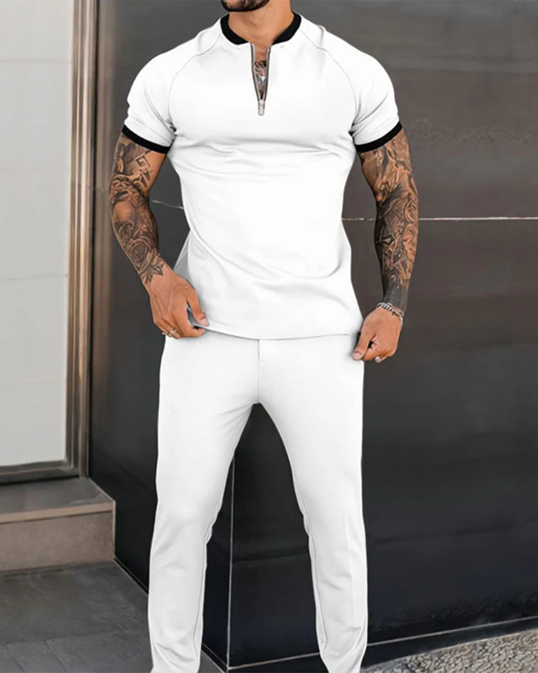 Åndbar 2-Delt Polo Shirt & Shorts Sæt til Mænd - Komfortabel Sommerstil 6