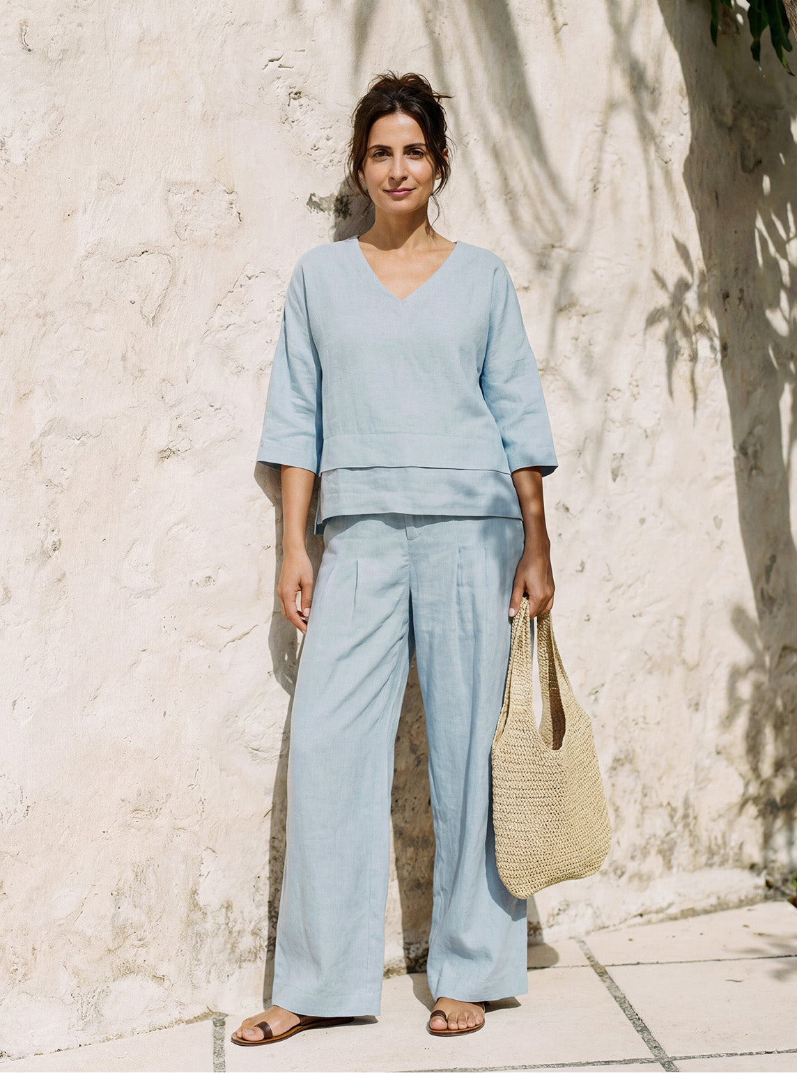 Viola Hørtop Dame – Drop Shoulder med Asymmetrisk Lag-kant