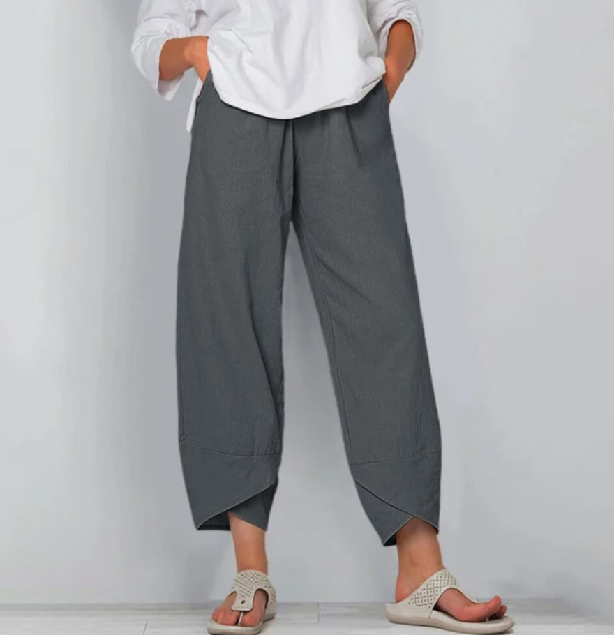 Hørbukser Dame Cropped – Straight Leg med Løs Pasform