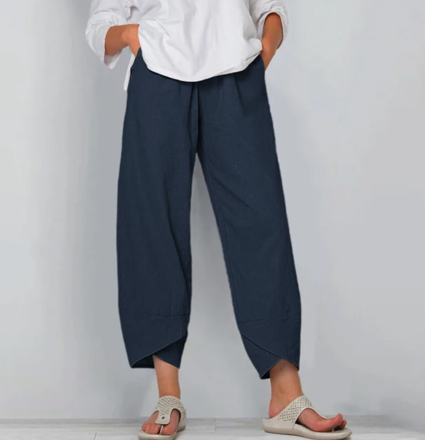 Hørbukser Dame Cropped – Straight Leg med Løs Pasform