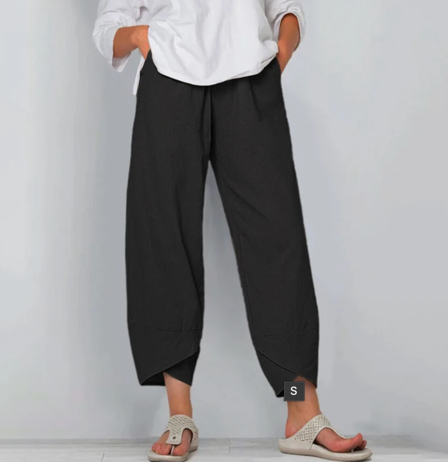 Hørbukser Dame Cropped – Straight Leg med Løs Pasform