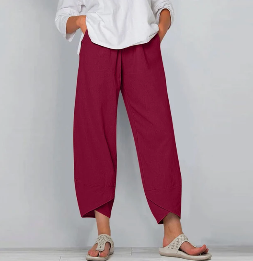 Hørbukser Dame Cropped – Straight Leg med Løs Pasform