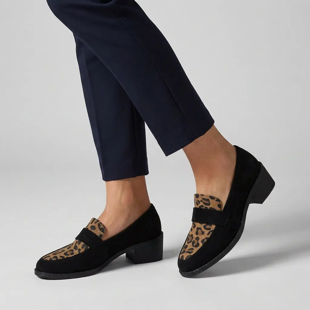 Fiona | Leopardprint Loafers Dame med Blok Hæl for Komfort og Stil 1