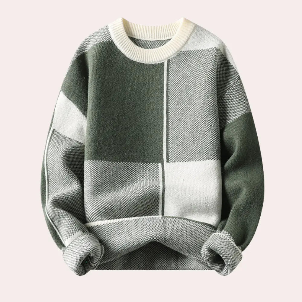 Jonas | Sweater Herre – Tykk Strik, Geometrisk Mønster & Varm Komfort Til Vinter