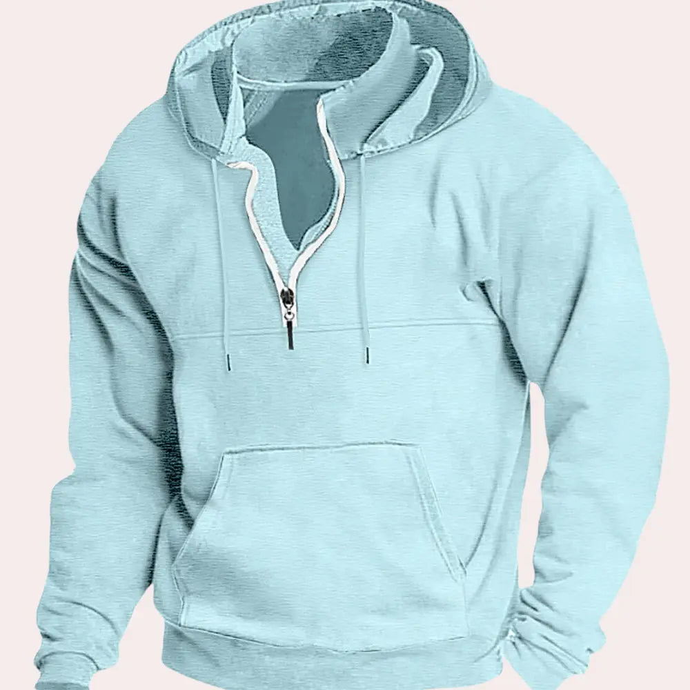 Thomas | Hættetrøje Mænd Halv Lynlås Ensfarvet Standard Pasform Til Kølige Dage