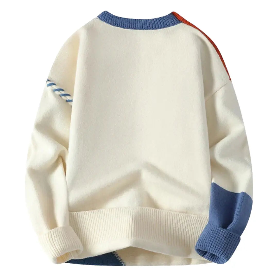 Sweater Herre – Kabelstrik med Patchwork – Behagelig Komfort til Kølige Dage