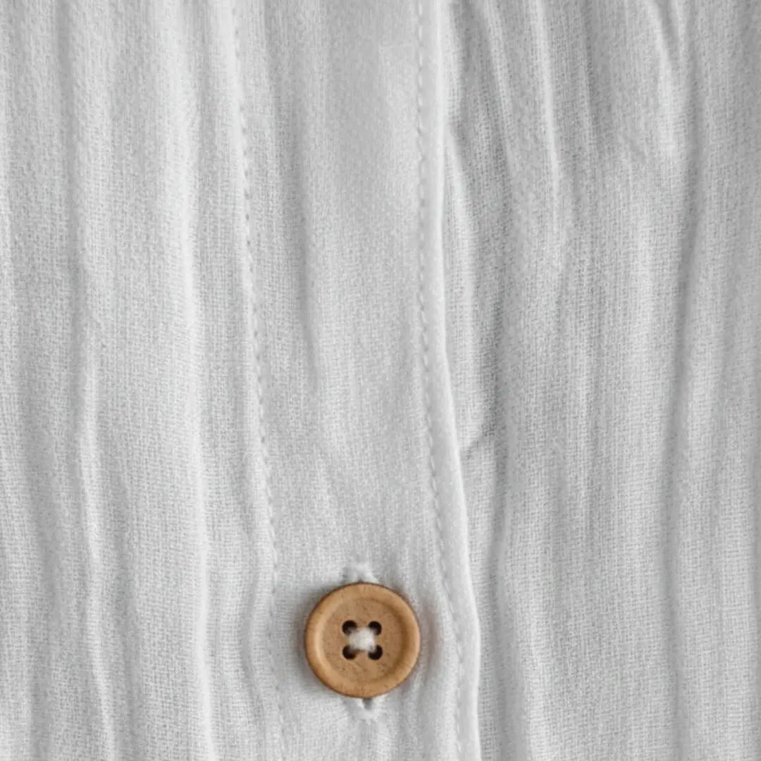 Skjorte dame oversize muslin spidskrave sidelommer justerbare manchetter sommer  Panorla