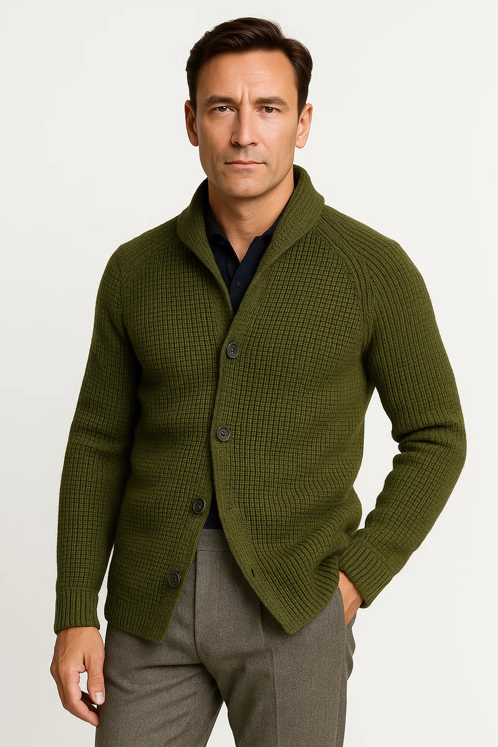 Erik | Strikcardigan til Mænd med Knaplukning
