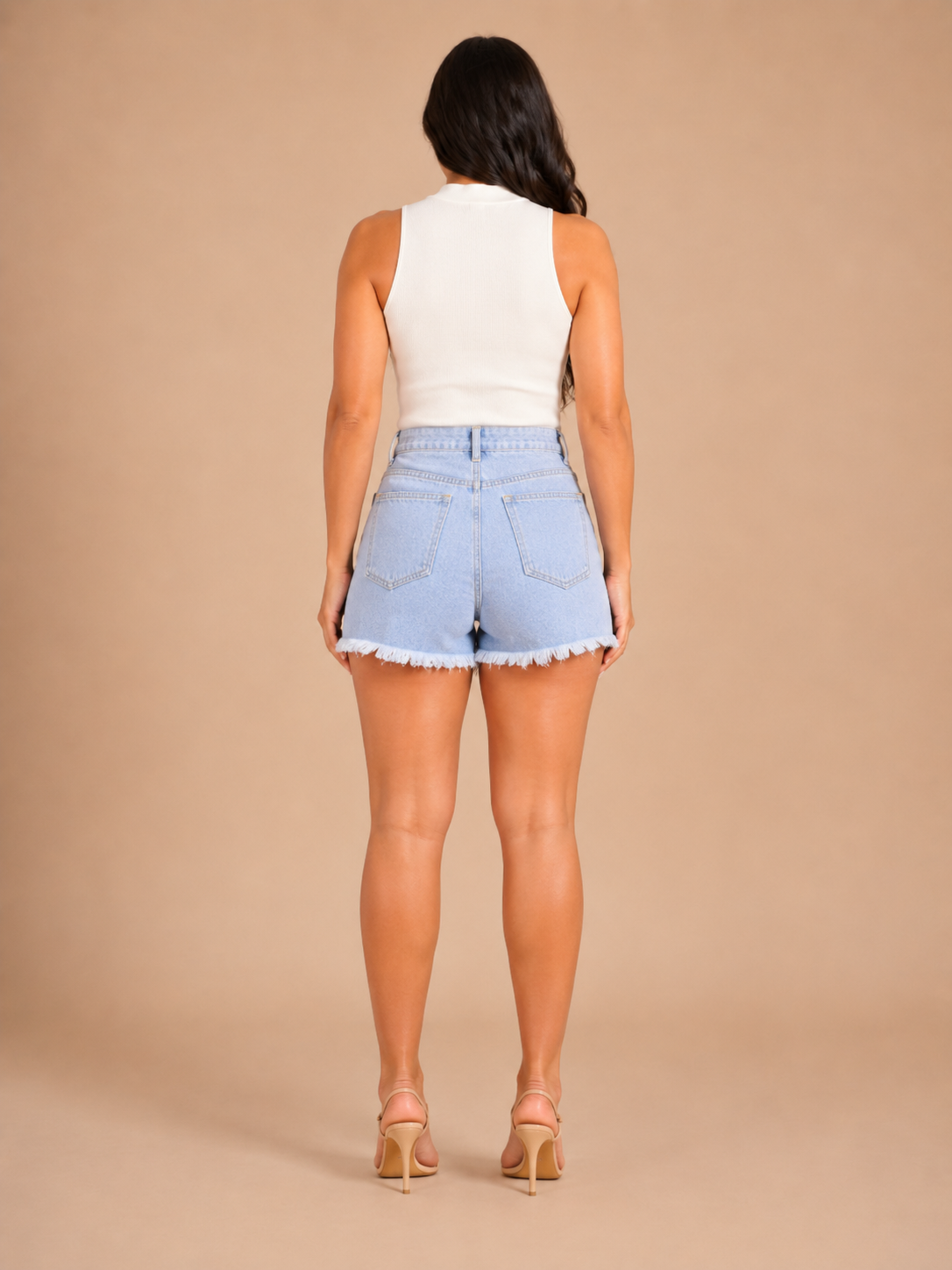 Denimshorts Dame Løs Pasform – Slidte Shorts med Frynser