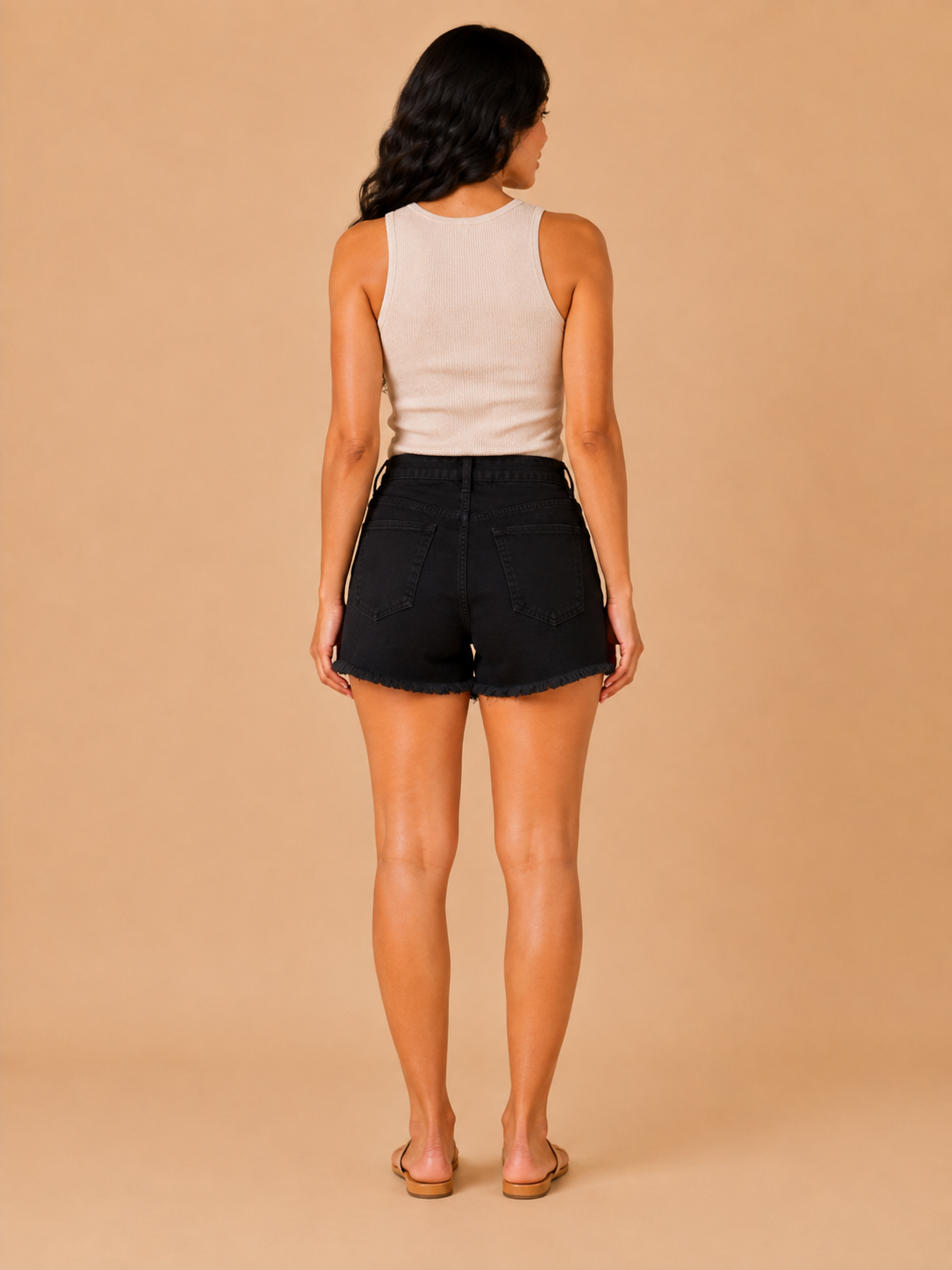 Denimshorts Dame Løs Pasform – Slidte Shorts med Frynser
