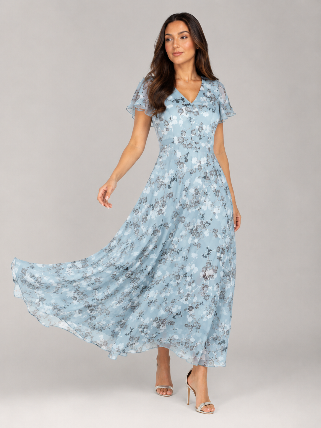Floral Maxi Dress Women – Butterfly Sleeve A-Line Dress