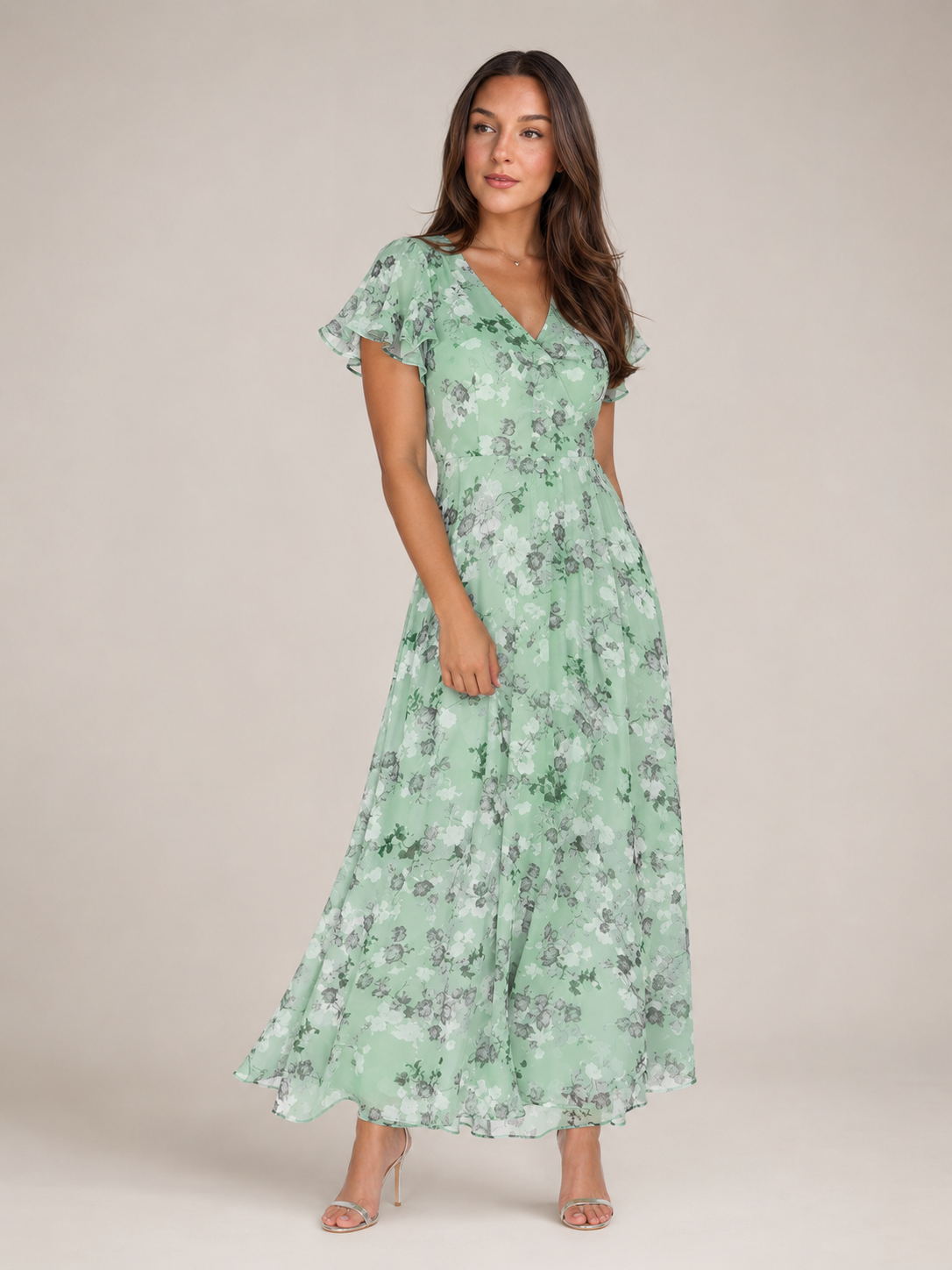 Floral Maxi Dress Women – Butterfly Sleeve A-Line Dress